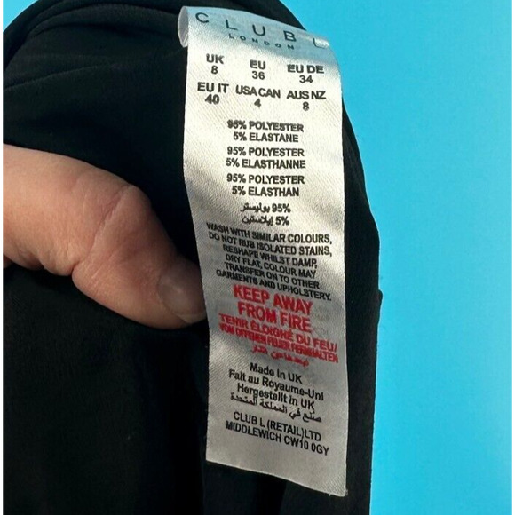 Club L London Womens Off Shoulder Long Sleeve Maxi Dress Size 4 Extreme Split - Picture 7 of 7